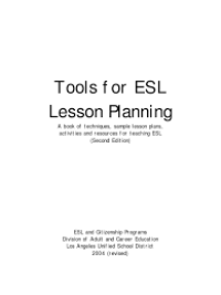 Image of Tools for ESL lesson planning : a book of techniques, sample lesson plans,
activities and resources for teaching ESL
